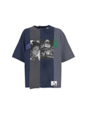 Navy Multicolored Paneled LS Tee