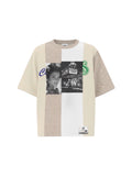 Cream Multicolored Paneled LS Tee
